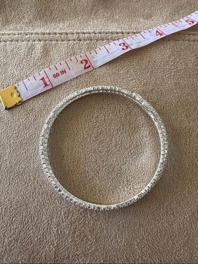 Stella & Dot Silver Crystal Stretch Bangle Bracelet